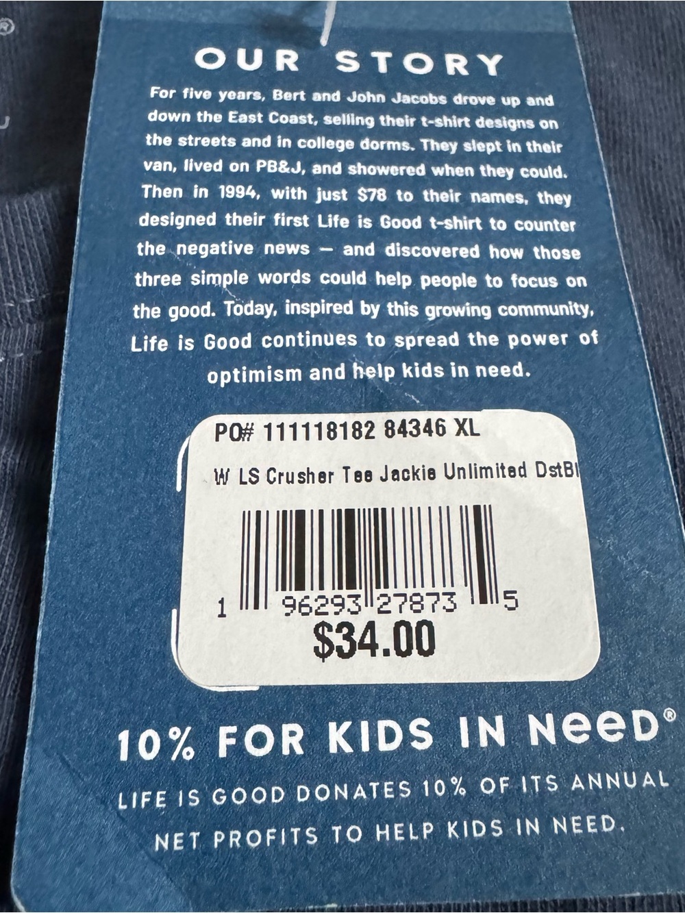 Women's Life is Good Jackie Unlimited Smileage Long Sleeve Crusher Tee Blue XL - Picture 4 of 10